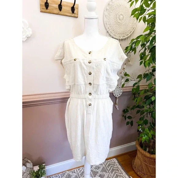 Marc Jacobs Fresh Cream Soft Cotton Blend Dress Size L NWT - Picture 1 of 9